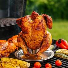 带滴油盘的烤鸡架，不锈钢立式烤鸡架，适用于烧烤、烤箱和烟熏炉。 - 彩色 - 查看 5