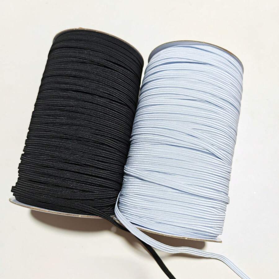 10/20yards Black & White High Elasticity Latex Rubber Band - Durable Elastic Fabric Cord, Assorted Sizes, Suitable For DIY Projects & Repairs, Sewing Essentials | Multipurpose Rubber Bands | Smooth Textured Tape (No Reel) - Multicolor - View 1