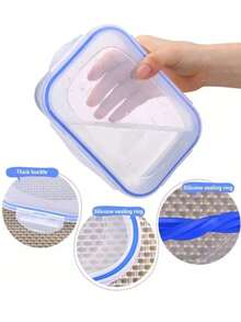 4 Topper Recipiente Contenedor Para  Alimentos. Hermético - Neblina azul - Ver 4