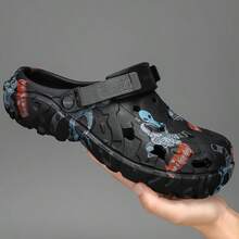 Sandalias de hombre con camuflaje, transpirables y antideslizantes de EVA con correas ajustables, cómodas para actividades casuales al aire libre en primavera, verano y otoño - Negro - Ver 1