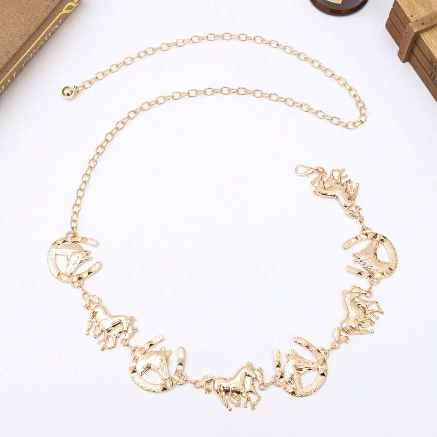 1 pezzo Catena per vita estiva, Accessorio per perline da vita da donna stile Millennio, Catena per pantaloni stile occidentale, Catena per vita in oro, Cintura con perline, Gioiello per vita in argento, Gioiello da spiaggia in oro, Matrimonio - Multicolore - Visualizzare 1