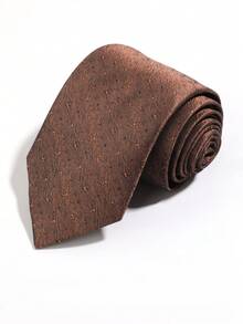 1pc Men's Vintage Copper-Tone Geometric Dotted Necktie,Accessories,Festival - Bronze - View 6