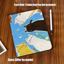 Book-Style Slim Tablet Protective Case With Pencil Slot, Built-In Pencil Holder, Lightweight And Snug Fit, With Viewing Stand. Suitable For IPad Mini 4/5/6, 9.7/10.2/10.5/10.9/11/12.9/13 Inch, Pro/Air 4/5/6/7, 10th/11th Gen, And Galaxy Tab A7Lite/A8/A9/A9Plus/S6Lite/S7/S8/S9/S10/S11/FE/Plus Series. - Multicolor - View 2