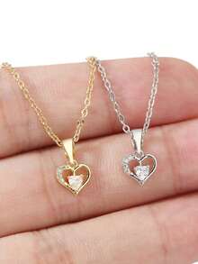1. Mặt dây chuyền hình trái tim thời trang và lãng mạn, đính đá Zirconia lấp lánh, tinh tế và đa năng, phù hợp để đeo hàng ngày trong mọi dịp, có thể dùng làm quà tặng cho bạn bè hoặc người yêu. - Mặt dây chuyền hình trái tim - Xem 6