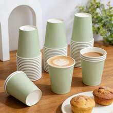120/60/48/36/24/12/6 pièces Lot de gobelets en papier vert sauge de 9 oz, convenant pour l'eau, le jus, le lait, le café, le thé, les fêtes au bureau, la maison, les voyages, les pique-niques, les événements - Vert clair - Voir 4