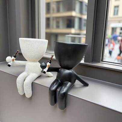 1pc Outdoor Garden Decor Accessory, Plant Pot, Indoor Outdoor Garden Decoration, Home Balcony Yard Decor, Resin Crafted Figurine