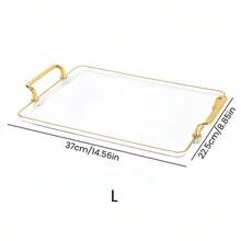 Khay đựng bánh bằng acrylic trong suốt với viền và tay cầm mạ vàng, khay trưng bày cocktail và đồ ăn nhẹ, kiểu dáng Ins Style. - Xem 9
