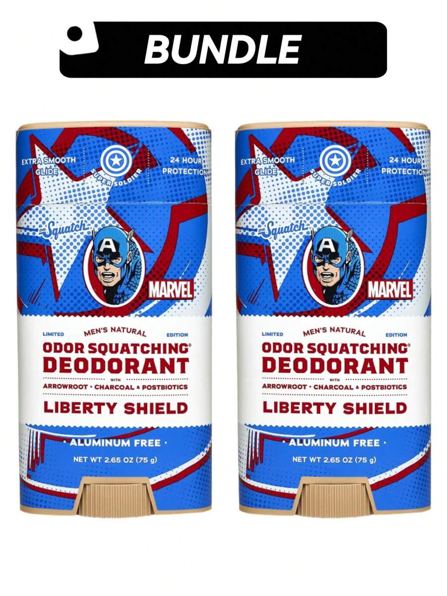 Dr. Squatch [2 Gói] Lăn khử mùi tự nhiên dành cho nam (Phiên bản giới hạn) Liberty Shield 2.65oz/75g*2 - nhiều mùi hương - Xem 1