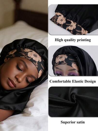 1 pieza Gorro elástico diseñado para trenzas, gorro de dormir extra largo y extra grande para mujeres con cabello largo, gorro de satén adecuado para el cuidado del cabello rizado y liso