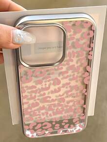 猎豹/豹纹单件电镀透明极简浅粉色豹纹个性化TPU防震全包手机壳，兼容苹果17、16、15、14、13、12、11 Pro Max、Air - 彩色 - 查看 1