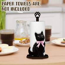 Black Cat Design Kitchen Towel Rack, Wooden Kitchen Towel Rack, Single-Layer Fabric Towel Rack, Vertical Kitchen Towel Rack, Countertop Towel & Wrap Organizer, Desktop Towel Rack, Towel & Cling Wrap Roll Holder - Multicolor - View 10
