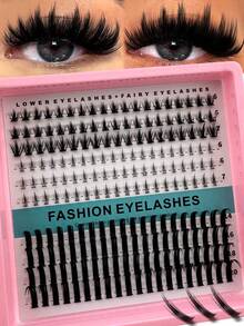 Extensiones de pestañas en racimos para la parte inferior de las pestañas, estilo manga, con pestañas individuales en forma de punta, pestañas individuales para la parte inferior de las pestañas, pestañas finas y naturales, banda natural, 217 piezas de extensiones de pestañas inferiores por Calphdiar - D - Ver 9