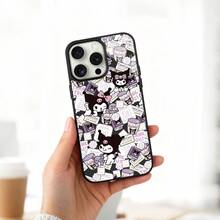 SANRIO 1pc New Acrylic Tri-Layer Shockproof Licensed Creative Pattern Phone Case, Thick Protective Cover Compatible With Apple 17 Pro Max/Air, 16, 11/12/13/14 Plus, XR, 7/8 Plus, 15 Pro Max - Black - View 2