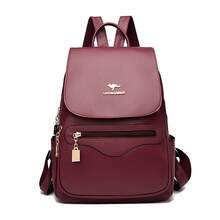 2026 NEW Women High Quality Leather Backpack Large Capacity School Shoulder Bags For Teen Girls Travel Backpack - Burgundy - View 11