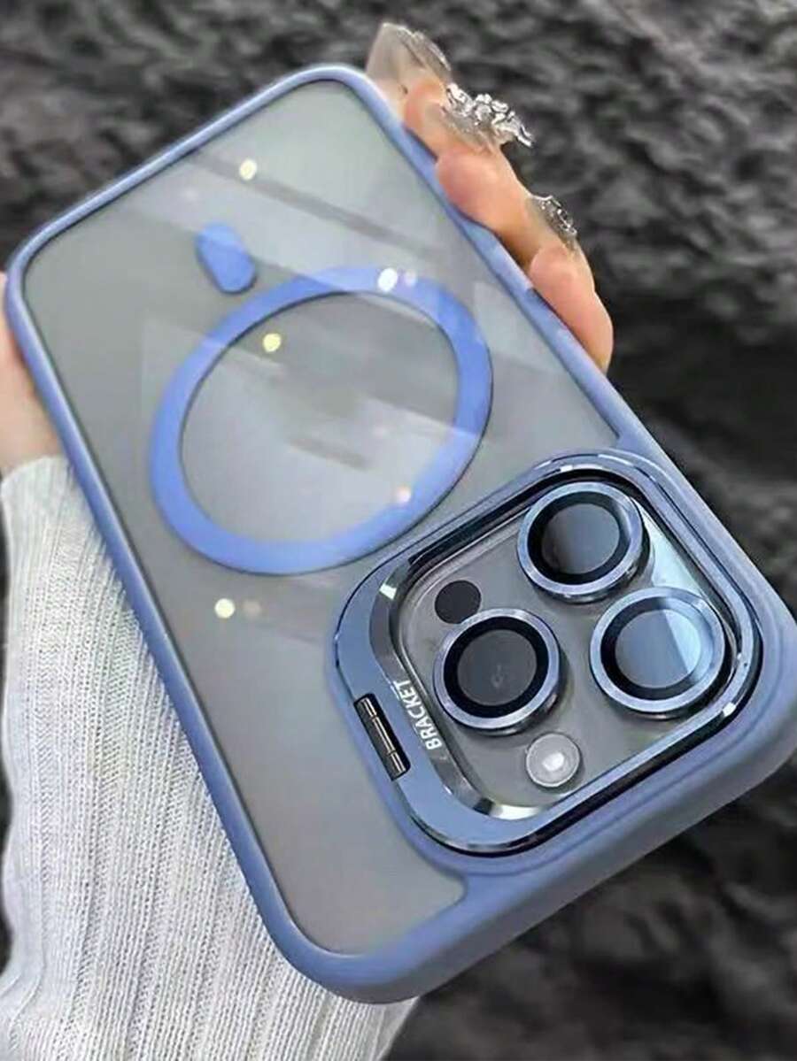 高级超强防护磁吸防摔手机壳，适用于 Air 17/16/15/14/13/12/11 Pro Max Plus，带支架和后盖玻璃镜头保护 - 淺藍色 - 查看 1