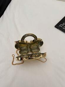 Túi xách mini hình bướm bằng acrylic mới, túi dự tiệc sang trọng thời trang có dây đeo xích, túi đeo vai và đeo chéo. - Vàng - Xem 4