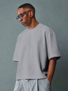 Oversized Boxy Cut Short Sleeve Jersey T Shirt Casual Crop Fit Streetwear Modern Minimalist All Season Essential Top-Comfortable Retro Cotton T-Shirt-K91-Unisex Summer Casual Vintage Cotton Printed T-Shirts For Couples,Summer Outfits For Women,Vacation Outfits Women,Summer Clothes,Spring Outfits For Women,Summer Tops,Festival Outfits,Easter Outfit Women - 灰色 - 查看 1