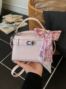 Minimalist Handbag, Small Shoulder Bag, Women's New Fashion Commuter Crossbody Mini Square Bag - Pink - View 2