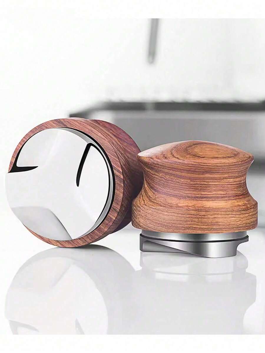 yeefeeco 1个咖啡布研磨器,咖啡压滤壶,51/53/58毫米不锈钢三刃粉末锤,意大利咖啡机配件 - 花梨木布粉器 - 查看 1
