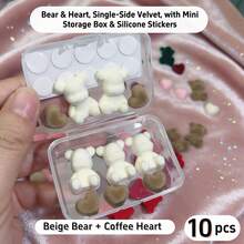 10pcs Plush Bear Heart Shaped Decor Set, With Adhesive Tape And Storage Box, Multi-Color Resin Pendant For DIY Jewelry And Phone Case Crafting - Multicolor - View 13