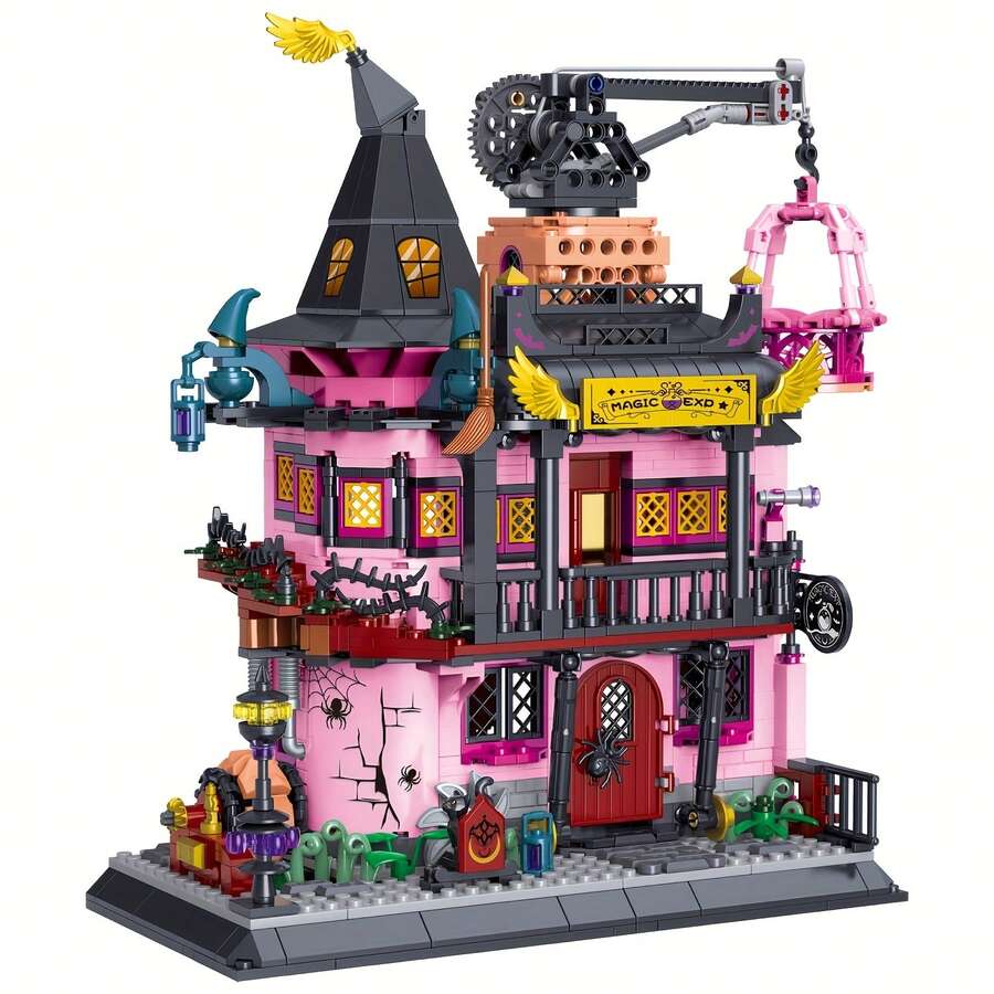 Building Blocks Set Magic Toy Store, Halloween Witch House Construction Blocks Set (With Crane And Spider Details), Collector's Model Building Set 1022PCS - 1 Item - View 1