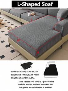 1 pieza Funda elástica para sofá, Funda de asiento de sofá de cobertura completa antideslizante, Adecuada para todas las estaciones, Funda de cojín para exteriores, Manta de sofá de tela gruesa, Lavable a máquina, a prueba de polvo, apta para mascotas, decorativa para dormitorio, oficina, sala de estar, aplicable a sofá en combinación y en forma de L, 1/2/3/4 plazas - Gris Oscuro - Ver 14