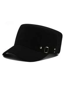 Washed Military Cap, Vintage Flat Top Hat With Unique Design, Casual Outdoor Sun Hat, Summer, Beach, Holiday, Festival, Travel - Multicolor - View 6