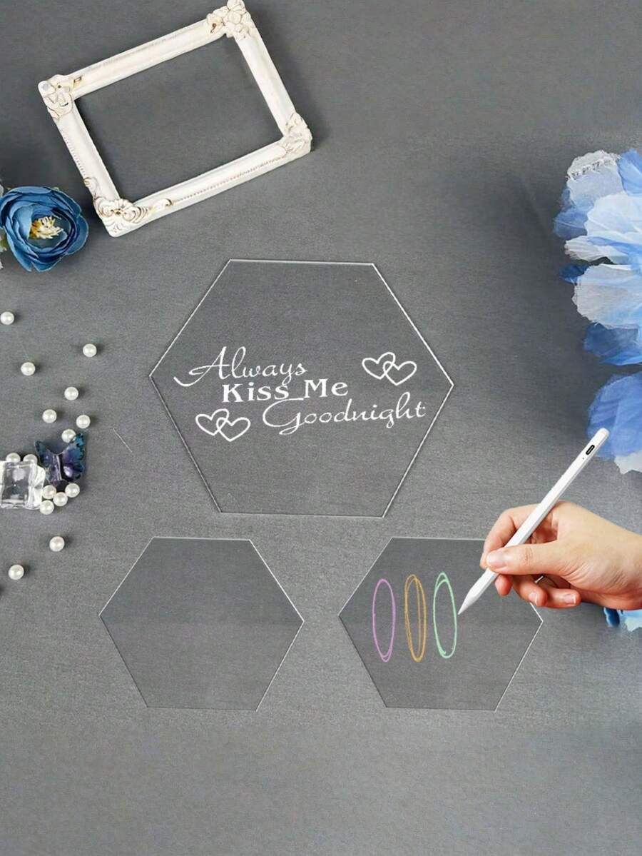 10 tấm thẻ lục giác bằng acrylic trong suốt, cắt laser, dùng để trang trí bàn tiệc, làm thẻ tên khách mời, đồ dùng cho tiệc tùng. - A - Xem 1