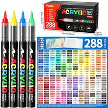 12/24/36/48/60/72/120/168/240支装丙烯马克笔套装，丙烯马克笔毛笔头，不透明水彩笔，适用于岩石绘画、书法、剪贴簿、手写、卡片制作等艺术创作，可在黑纸、木头、塑料、画布等材质上使用，附赠礼盒/礼袋，是送给男孩女孩学生、返校季和教师节的理想礼物。 - 彩色 - 查看 32