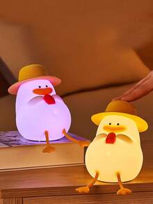 1pc Cute Duck Night Light, Pig Night Light, Pumpkin Night Light In Soft Silicone Animal Shapes, Portable Bedside Lamp, Adds Ambiance To Any Room, Suitable For Bedroom Or Living Room, Also A Fun Home Decoration [Large/Small: Constant Light | USB Version: Touch Dimming & 30-Minute Timer] - 彩色 - 查看 5