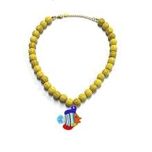 1 chiếc vòng cổ hình bạch tuộc 3D dễ thương bằng gốm sứ thủ công theo phong cách blogger Tây Ban Nha mùa xuân/hè 2026, mặt dây chuyền bằng thủy tinh nung trong suốt, trang sức thời trang, thiết kế độc đáo kiểu Âu và Mỹ, vòng cổ đính hạt gốm, vòng cổ kiểu kỳ nghỉ trên đảo. - Bạch tuộc xanh + tím - Xem 5