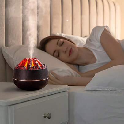 Realistic Volcano Flame Heater & Humidifier - 3D Volcano Emission System With Glowing Lava, Low-Voltage Operation, Plug-In -Like Diffuser For Home/Hotel, (Plastic, Pre-Filter Required) - Portable Volcano Smoke, Humidifiers For Bedroom