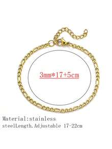 Znice 2026 女士新款 5 件套不锈钢镀 18K 金首饰套装，时尚简约，多层链条，镂空脚链，防水防褪色，经久耐用，适合海滩度假佩戴 - 金色 - 查看 5