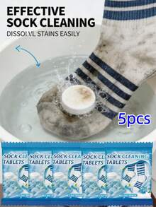 Sock Cleaning Tablets, Powerful Stain And Odor Removal, Easy Dissolve, No Residue, Color Protection, Sock Care, Fiber Friendly, Suitable For Sports Socks/Cotton Socks/Silk Socks/Boat Socks - Solid State - View 5