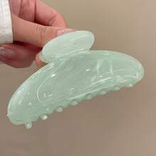 3-Color Set Marble Streamer Cloud Pattern Crescent Acetate Hair Clip, High-End Fashionable Sweet Hair Accessory, Back Of Updo Half-Grip Hair Versatile Shark Clip T012 - 方形 - 藍,白,粉紅色,3 色/套 - 查看 8