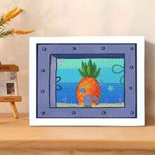SpongeBob SquarePants 1 peça quadrada de pintura de diamante 5D DIY interessante - Presente de aniversário de desenho animado com moldura, adesivos de estrelas para festa, presente de feriado! - Multicolorido - Ver 5