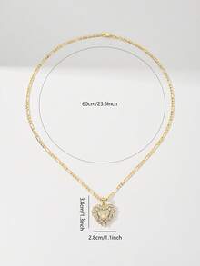 14K Gold Plated Copper Women's Heart-Shaped Christian Necklace, With A Rounded Heart Silhouette, Inlaid With Classic Images Of Virgin Mary, Judas And Death, Edged With Transparent Zirconia To Enhance Soft Texture. Paired With 60cm Chain, Suitable For V-Neck, High Neck Or Layered Wear, Perfect For Daily Commute And Church Activities, Combining Feminine Softness And Faith Expression. - Virgin Mary - View 5