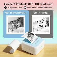 ORICO Multifunctional Mini Portable Printer, Mini Thermal Label Printer, Label Maker, Supports Photo And Label Printing, Bluetooth Printer Without Ink, Suitable For Printing Images, Photos, Diaries, Great For Back To School DIY - WH+1 Roll Sticker - View 5
