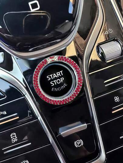 1pc Bow-Knot Car Engine Start Button Sticker, Exquisite Ignition Ring Decor