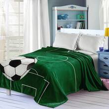 1pc Personalized Football Theme Flannel Blanket, With Football Field Green Background And Classic Black And White Football Pattern, Filled With Sports Atmosphere, Can Customize Player Names, Team Names, Etc. - Personalized Soft And Warm Digital Printing, Tear-Resistant, Machine Washable, Hypoallergenic, Suitable For Sofa, Bed, Travel, Camping, Living Room, Office, All Seasons - Multicolor - View 3