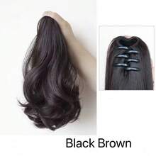 新款马尾假发爪夹，自然卷曲马尾发圈，适合高马尾、低马尾或超卷马尾 - 彩色 - 查看 5