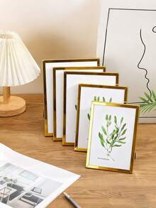 1pc Sturdy Stainless Steel Photo Frame, Suitable For Desktop Display Or Wall Hanging, Fashionable And Durable Frame, Home Decor, Holiday Gift, Available In Gold Or Silver Color - A - View 5