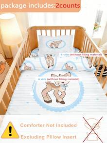 Bộ chăn ga gối cho bé hình hươu, mềm mại, thoáng khí, hai mặt, dùng được cả bốn mùa, kèm vỏ gối, họa tiết hươu con dễ thương, có thể giặt máy, thích hợp cho bé trai và bé gái sơ sinh, món quà tuyệt vời cho lễ tắm bé. - Nhiều màu - Xem 4