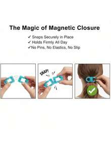 Women's 2D Magnetic Flat Hair Clips - Strong Non-Slip, No Trace Or Residue, Suitable For Home And Travel, Convenient Styling - A - View 9