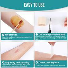 1 Roll Hydrocolloid Dressing, Scar Cover Patch, For Wound Care, Large Size Hydrocolloid Patch With Self-Adhesive, Super Absorbent, Flexible & Waterproof, DIY Size, Essential For First Aid Kit - View 3