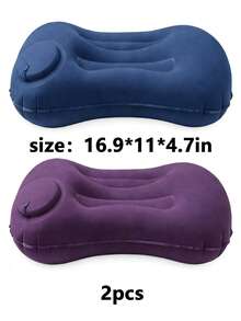 1 pieza Almohada de viaje inflable cuadrada - Soporte para el cuello para coche y avión, también adecuada como cojín lumbar, ideal para vuelos y viajes por carretera largos, accesorio de aviación cómodo, equipo de viaje elegante, material inflable, equipo de camping - Multicolor - Ver 25