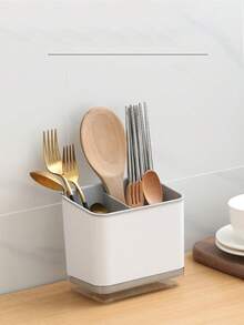 1pc Kitchen Chopstick Holder Countertop Chopstick Basket Cutlery Drainer Storage Rack, Home Use No Drilling Required - Multicolor - View 2