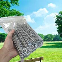 花园地钉/桩钉/U型钉 - 150毫米/6英寸，适用于控制膜/织物/人造草坪/垫子/网状物，镀锌地钉 - U型地釘 - 查看 5