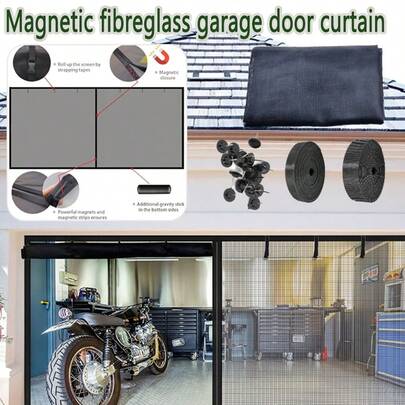 1 pieza Cortina de puerta de malla magnética para caravana, cierre magnético resistente - sin necesidad de perforar, estilo de cortina larga con piezas de fácil instalación, diseño retráctil, a prueba de mosquitos y con protección de privacidad, adecuado para camping en caravana (camping de temporada, viajes al aire libre, etc.)