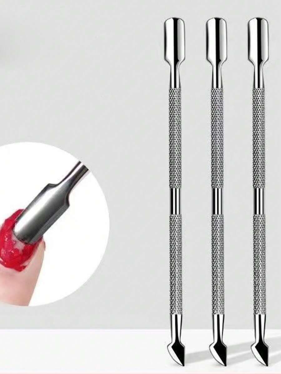 1 chiếc kìm đẩy biểu bì và cắt móng hai đầu chuyên nghiệp bằng kim loại bạc, dụng cụ cạo lớp sơn gel móng tay chất lượng salon bằng thép không gỉ, dụng cụ làm sạch móng tay và móng chân chuyên nghiệp bền bỉ. - Bạc - Xem 1